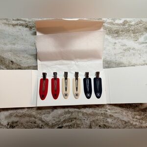 Chanel Beaute Set of 6 Hair Clips. New in Original Box. Red, Cream & Black GWP